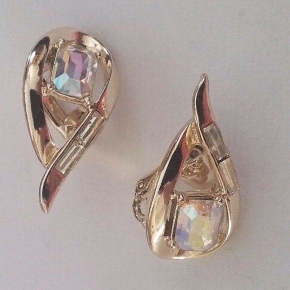 VTG CORO Borealis AB Rhinestone Set Clip Earrings - Picture 1 of 3